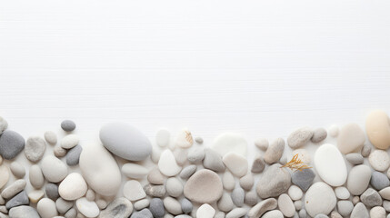 Fototapeta na wymiar white pebbles on the beach with copy space