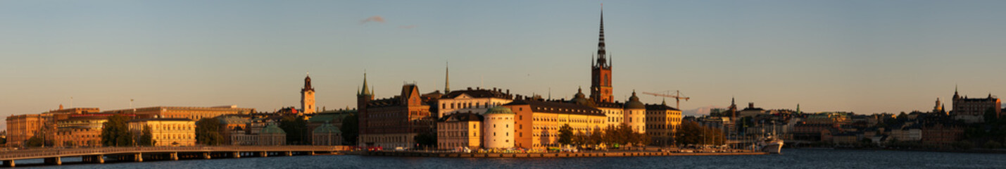 Panoramic view of Stockholm, Sweden, at dusk, view from the town hall towards the old town.