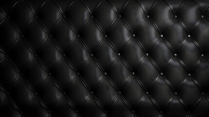 Black leather capitone background texture.