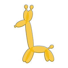 Giraffe balloon figure. Animal shaped balloon. Colorful drawing of inflatable toy. Balloon twisting giraffe vector illustration.