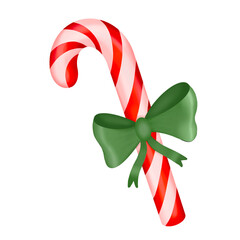 christmas candy cane with green ribbon