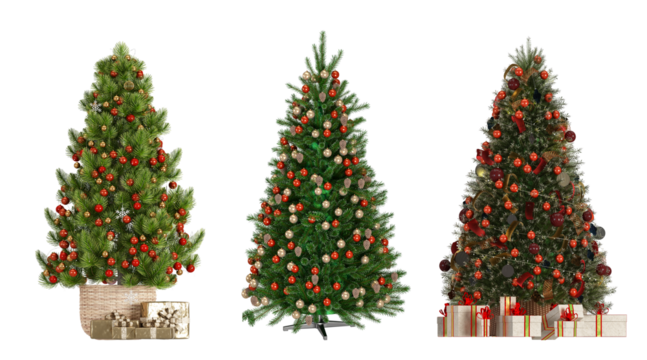 christmas tree with gifts and decorations