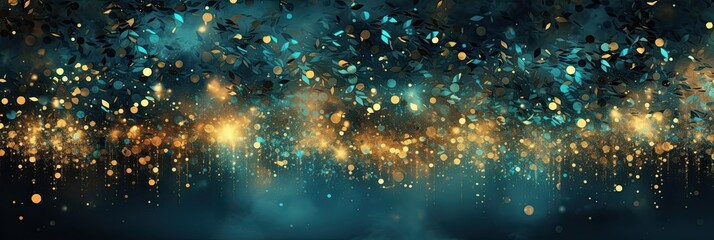Blue and gold abstract bokeh backdrop. New year and Christmas background footage.