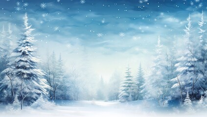 Fototapeta premium Winter forest with Christmas trees on the background of snowflakes in defocus. New year and Christmas background footage.