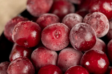 red cherry covered with a thin layer of ice