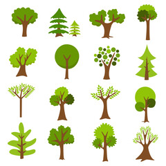 Obraz premium Collection of trees. tree set isolated on white background. vector illustration.