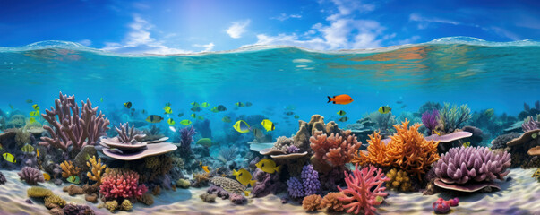 Obraz na płótnie Canvas Vibrant Underwater Oasis: Fish and Coral Reef 