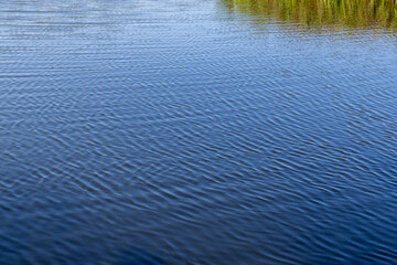 a wide river in sunny weather in early autumn