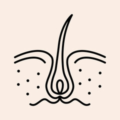 Healthy dermatology beauty therapy for epidermis glyph pictogram. Hair root icon design template. Customizable thin line contour symbols. Isolated vector outline illustrations. Editable stroke