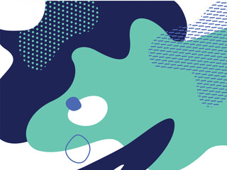 Creative sleek overlapping shapes. Fashionable art for cover, poster, internet, page, social, media, announcement, greeting postcard. The trend of 2021, blue and green