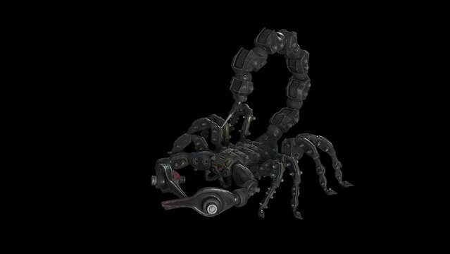 scorpion robot fighting 3d render animation