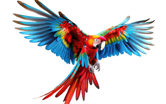 Scarlet Beauty in Flight on transparent background