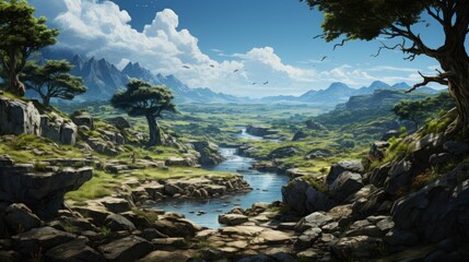 Fototapeta premium Majestic Views: A Natural Oasis of Norway's Serene Wilderness, generative AI