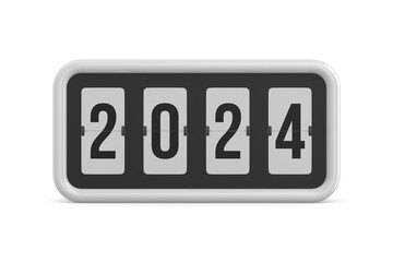 Flip black scoreboard 2024 on white background. Isolated 3D illustration