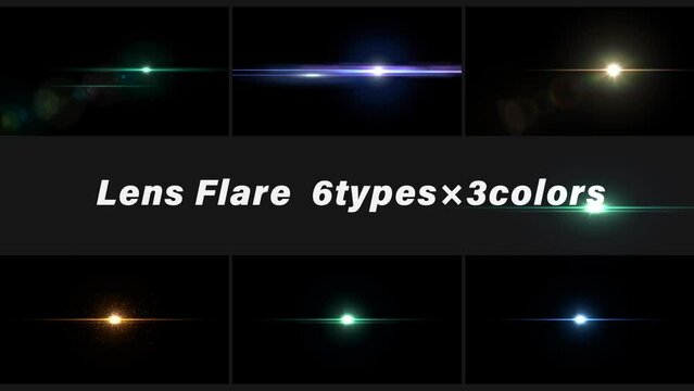 Lens Flare for title effects 6types×3colors.
ProRes HQ.