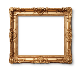 Antique gold picture frame. Generative AI