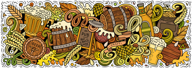 Beer doodle cartoon funny banner