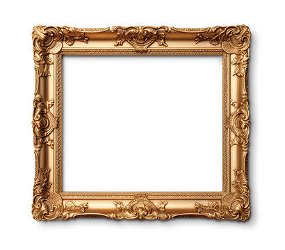 Antique gold picture frame. Generative AI
