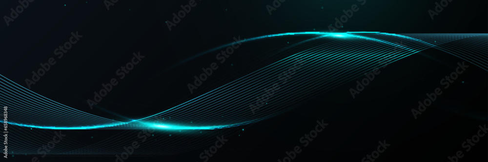 Fototapete White abstract glowing geometric hexagon lines with technology digital hi-tech concept background