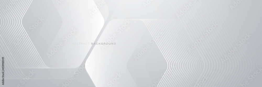 Poster White abstract glowing geometric hexagon lines with technology digital hi-tech concept background