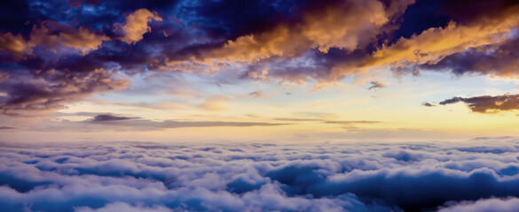 Fototapeta na wymiar Sky Atmosphere Stratosphere Clouds in the sky Troposphere Mesosphere Ionosphere Exosphere Level of height above airplanes