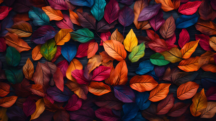 Colorful background made of fallen autumn leaves.