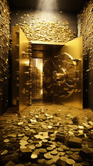 AI Financial Bank Gold Fortune Storage - obrazy, fototapety, plakaty