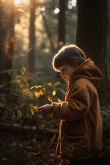 Golden Hour Exploration Child's Forest Odyssey