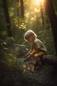 Innocence Unveiled Child's Late Afternoon Quest