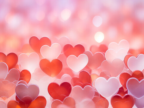 Valentines background with hearts, blurred, romantic