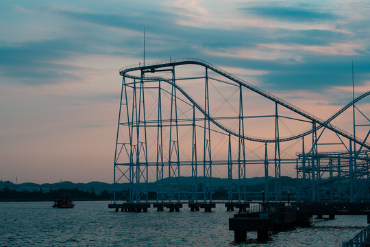 roller-coaster  at sunset