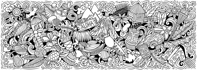 Hawaii doodle cartoon funny banner © balabolka