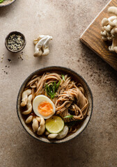 soba with mushrooms and egg