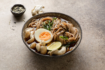 soba with mushrooms and egg
