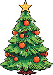 A drawing Christmas tree vector