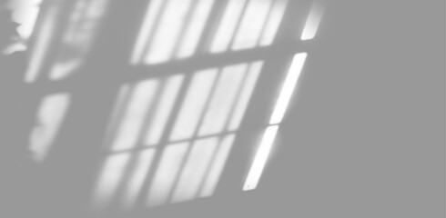 blur background. Abstract shadow of the window in morning light on white wall texture