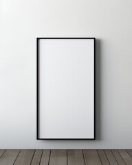 Modern Blank Picture Frame Mockup on Wall. Black Frame Empty Template for Photo Display. 