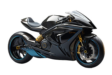 Obraz na płótnie Canvas Black sport motorcycle on isolated PNG Background. Generative Ai.