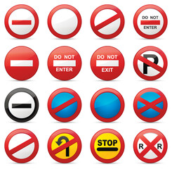 Road sign set. Vector illustration