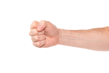 Hand with clenched fist in PNG isolated on transparent background