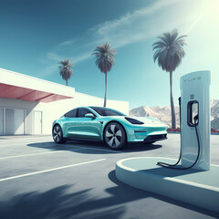        AI modern electric vehicle charging station, close -up of charging piles, free pictures