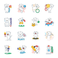 Cute Playing Bear Flat Stickers


