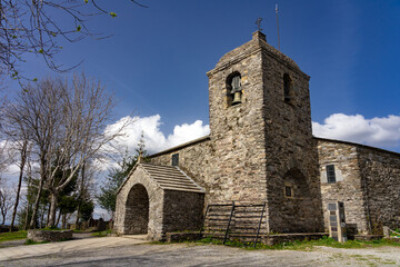 Fototapeta premium Santa Maria la Real Sanctuary in the beautiful village of O Cebreiro, which is a crossing point on the way of Santiago, Lugo.Spain