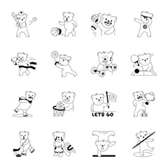 Trendy Collection of Glyph Style Sports Activities Stickers 

