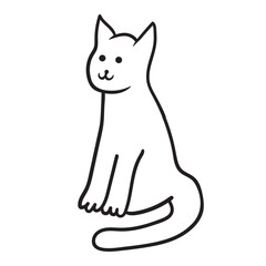 cat in vector.pet in doodle style. cartoon cat with black line. Template for logo poster icon for application website. A series of animal images in flat style