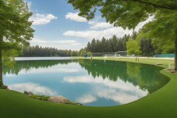 lake in the park, Generative AI