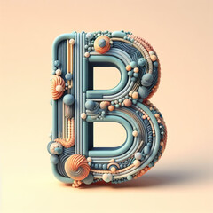 Ai generative 3d render of letter B font