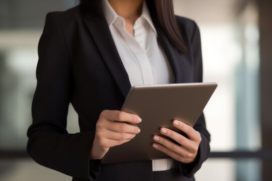 Woman with tablet computer in business concept