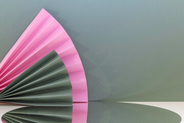 Arrière plan gris et rose avec présentoir pour des produits avec un rendu 3 D. Plate-forme vide...