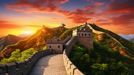 Photo sur Plexiglas Mur chinois Great wall under sunshine during sunset